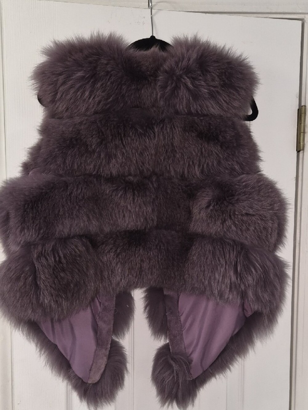 Plush Fox Fur Vest in Purple - Women's Jacket & Coat - Picture 2 of 15